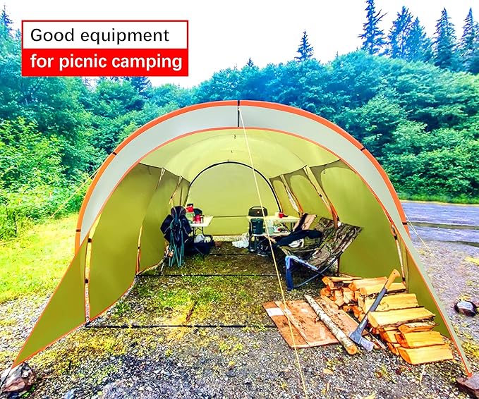 Car Canopy Tent Large Camping Shade for 8-10 Person Family Tent Picnic, BBQ, Friends Gathering Waterproof Windproof Lightweight Easy Setup 15 * 10 FT