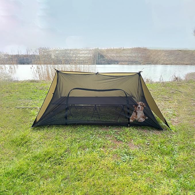 Onewind Camping Mosquito Net for Cot, Shelter Bugnet Camping Screen Room Ultralight No-See-Um Breathable Mesh Bugnet Mosquito Netting with Double Sided Zipper, Black