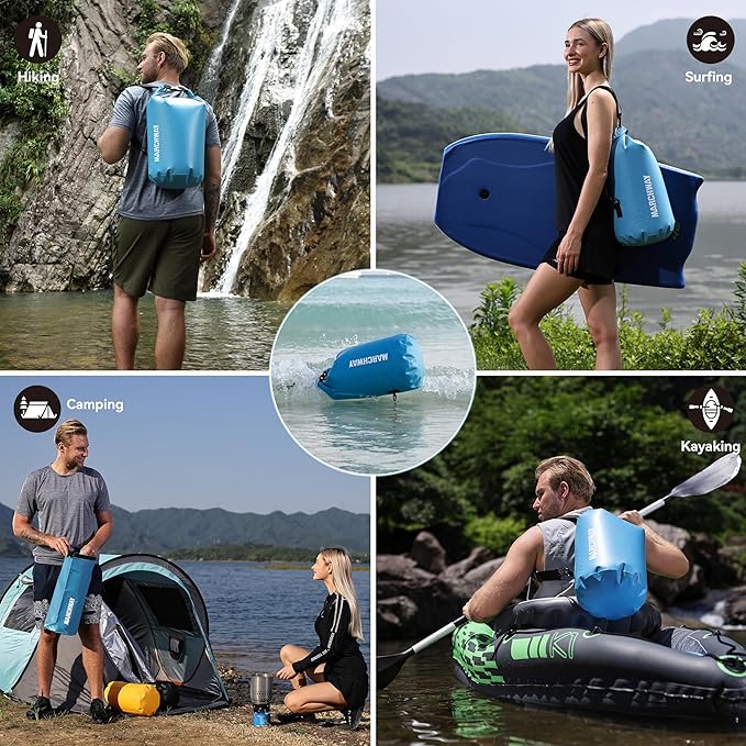 MARCHWAY Floating Waterproof Dry Bag Backpack 5L/10L/20L/30L/40L, Roll Top Sack Keeps Gear Dry for Kayaking, Rafting, Boating, Swimming, Camping, Hiking, Beach, Fishing