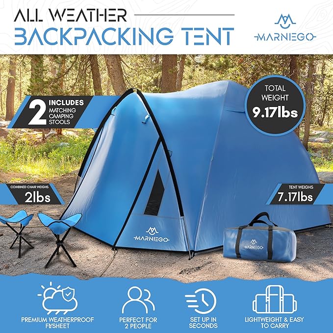 Pop Up Tent for Camping & Hiking - Ultralight 1-2 Person Tent, Backpacking & Bivy Style