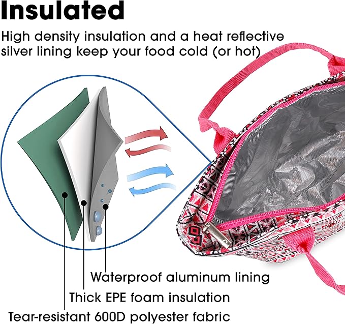 J World New York Lola Tote Bag Insulated Lunch-Box for Women, Skandi Pink, One Size