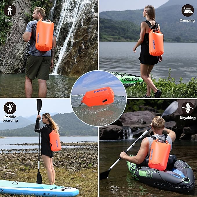 MARCHWAY Floating Waterproof Dry Bag Backpack 5L/10L/20L/30L/40L, Roll Top Sack Keeps Gear Dry for Kayaking, Rafting, Boating, Swimming, Camping, Hiking, Beach, Fishing