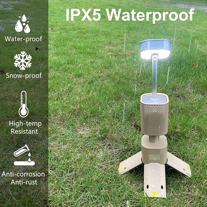 Camping Lantern, 14000mAh Rechargeable Telescopic Camping Lights Built-in Magnetic Stand with Speaker, Portable Waterproof Outdoor LED Flashlight for Emergency, Hiking, Camping, Fishing -Khaki