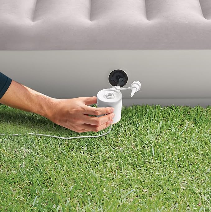 Intex 64177E Dura-Beam Standard Prestige Mid-Rise Air Mattress: Fiber-Tech – Twin Size – Quickfill USB Air Pump