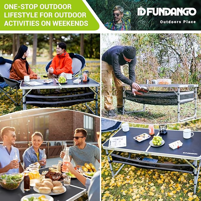 FUNDANGO Small Folding Table, Portable Lightweight Picnic Foldable Card Tables with Carry Handle for Outdoor Hiking BBQ Beach Backyard