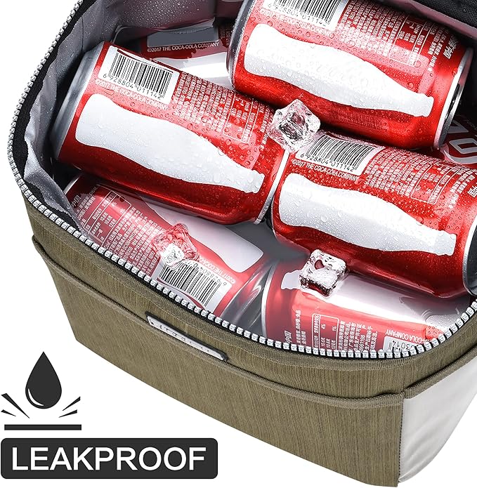 Tirrinia Insulated Lunch Box for Women Men, Leakproof Reusable Lunch Bag Containers for Adult,Working,Office,Lunch Soft Cooler Bag Tote for Picnic Hiking Beach,Olive