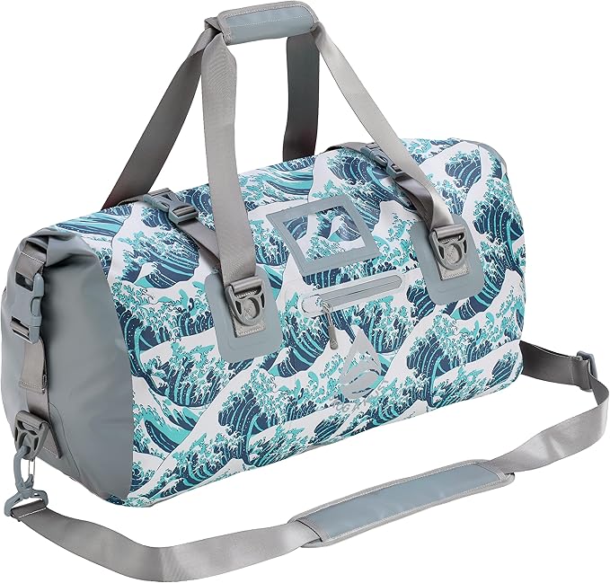 Skog Å Kust Duffelsak Heavy Duty Waterproof Duffel - Gear Bag for Sports, Travel, & More - 40L Waves