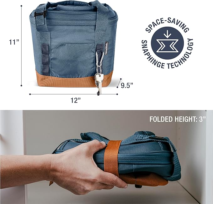 CleverMade Pacifica Collapsible Insulated Cooler Bag – 18 Can Leakproof Soft Cooler for Beach, Travel, Car – Bottle Opener – Ocean