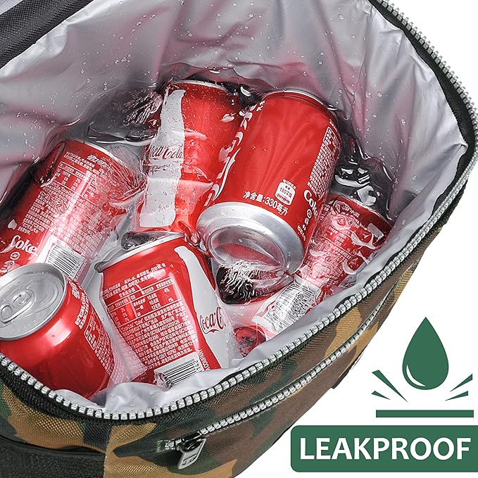 Tirrinia Insulated Lunch Box for Men/Women, Leakproof Thermal Lunch Bag for Office Picnic Work Beach Camping,Reusable Lunch Cooler Tote for Adult, Camo