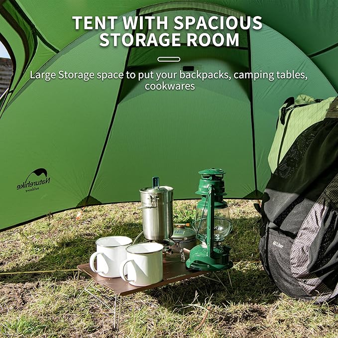 Naturehike Opalus Tunnel Backpacking Tent for 2-3 Person, 2 Person 3 Person Backpacking Tent, Lightweight Camping Tent with Footprint & Vestibule