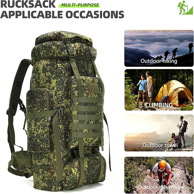 King'sGuard 70L Camping Hiking Backpack Tactical Backpack Military Molle Rucksack Backpack for Outdoor