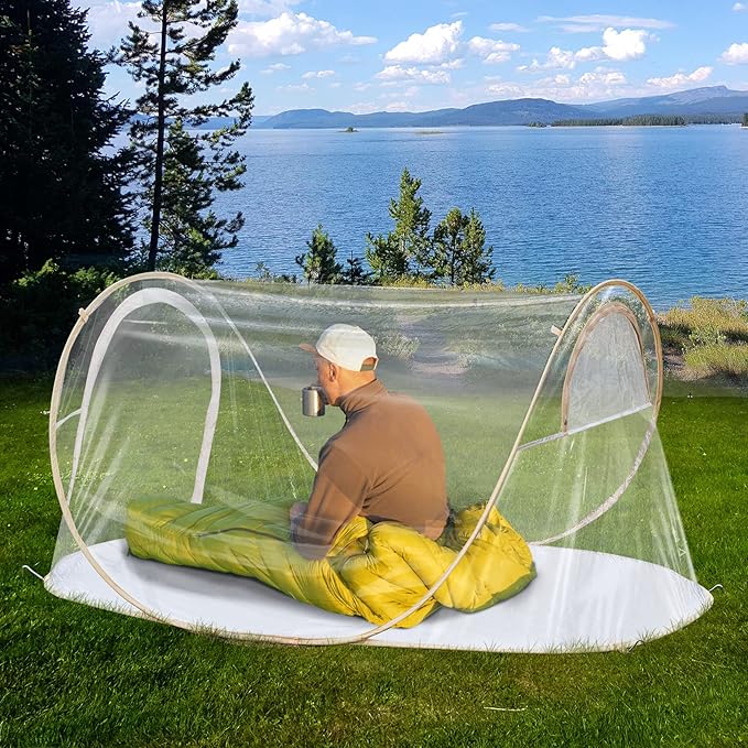 EighteenTek Pod All Weatherproof Sports Tent Clear Pop Up Tent Camping Stargazing Transparent Outdoor Bubble 2 Person Capsule Portable Weather Proof Pod Instant Cold Protection Shelter 88"x54"x39"H