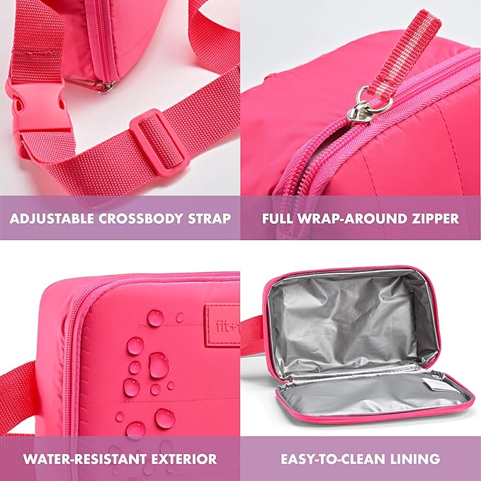 Fit & Fresh Belt Bag Cooler, 3-Can, Hot Pink