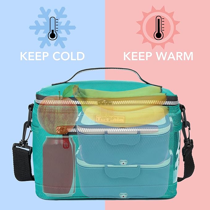 Tirrinia Insulated Lunch Bag for Women Men, Leakproof Thermal Reusable Lunch Box Tote for Adult by Tirrinia, Lunch Cooler for Office Work, Teal