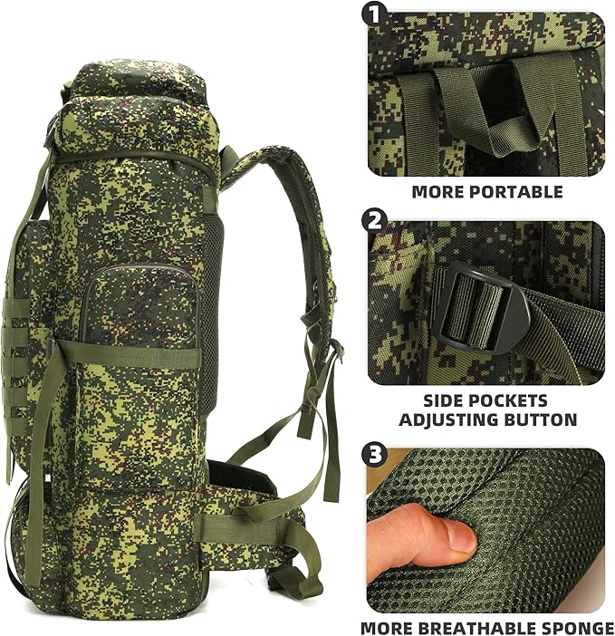 King'sGuard 70L Camping Hiking Backpack Tactical Backpack Military Molle Rucksack Backpack for Outdoor