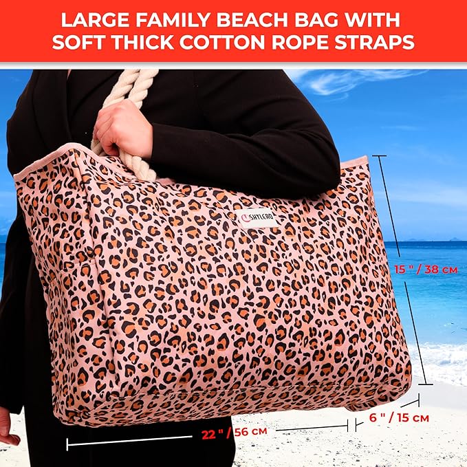 SHYLERO Beach Bag and Pool Bag. Has Airtight Pouch, Ton of Pockets. Beach Tote is Zippered, Water Resistant. Family Size