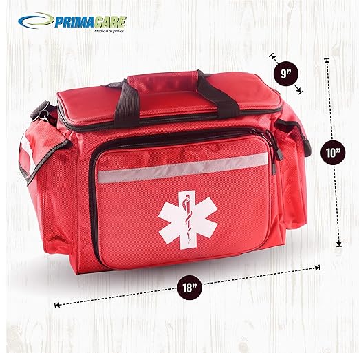 Primacare KB-1088 EMT First Responder Trauma Bag | Empty Deluxe EMS Shoulder Bag | Professional First Aid Kit Bag with 4 Large Compartments for Emergency Medical Supplies