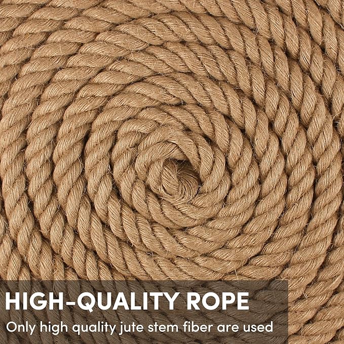 Twisted Manila Rope 3/4 in x 50 feet Natural Hemp Rope for Docks Railing Nautical Landscaping Crafts Tug of War Marine Tie-Downs Hammock Home Decorating DIY Projects