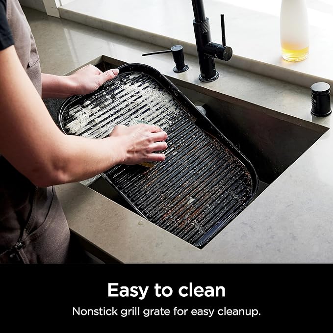 Ninja, Woodfire Pro XL Outdoor Grill & Smoker, Thermometer, 4-in-1 Master Grill, BBQ Smoker, Outdoor Air Fryer, Bake, Portable, Electric Grill, Dark Grey, OG850