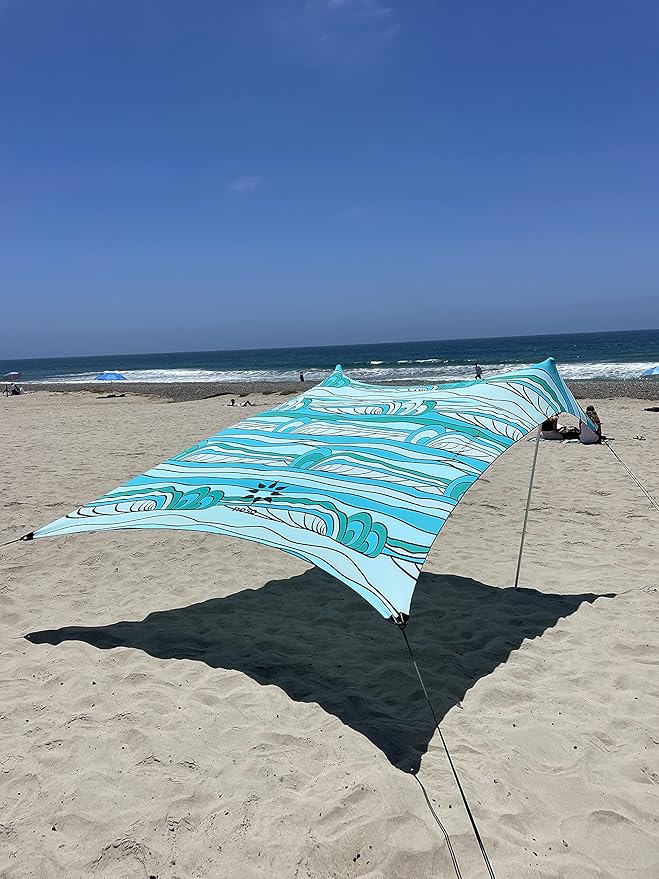 Neso Tents Beach Tent with Sand Anchor, Portable Canopy Sunshade - 7' x 7' - Patented Reinforced Corners (Swells)