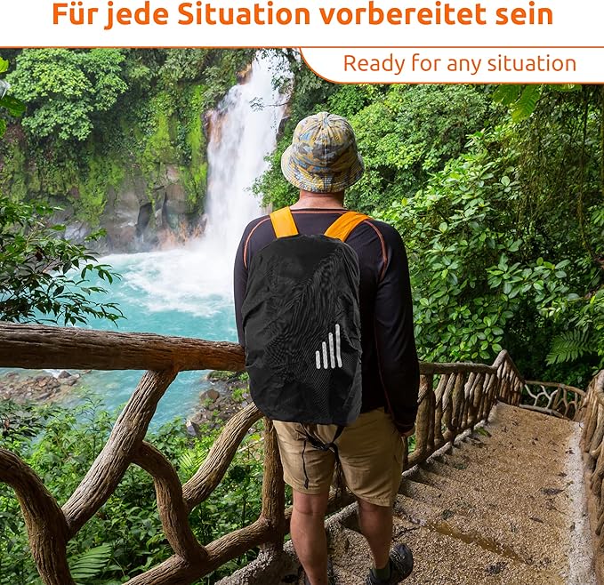 ECENCE x Backpack rain Cover with Storage Pouch Rain Protection for School Bags with Reflector, Reflective rain Cover, Waterproof Backpack Cover