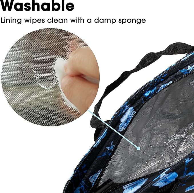 J World Lola Lunch Tote Bag Insulated Lunch-Box for Women & Teen Girls, Night Bloom