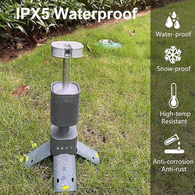 Camping Lantern, 14000mAh Rechargeable Telescopic Camping Lights Built-in Magnetic Stand with Speaker, Portable Waterproof Outdoor LED Flashlight for Emergency, Hiking, Camping, Fishing - Grey