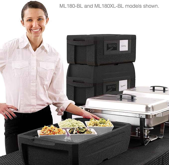 METRO Mightylite ML180-BL Top-Load Insulated Food Carrier - Professional-Grade Multipurpose Pan Carrier, Insulated Cooler and Catering Food Warmer - 30 qt or 3 Pan Capacity - Black