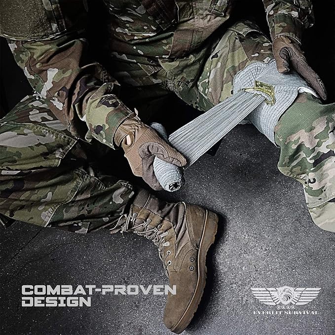 EVERLIT Advanced Emergency Trauma Kit, CAT GEN-7 Tourniquet Mil-Spec Nylon Laser Cut Pouch with 36" Splint, Military Combat Tactical IFAK for First Aid Response Bleeding Control