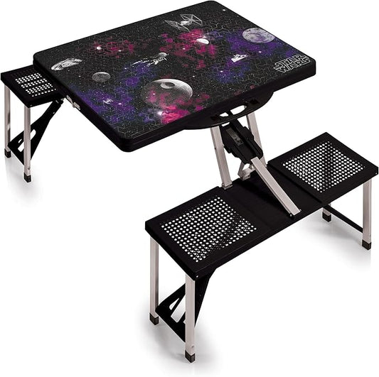 ONIVA - a Picnic Time brand - Star Wars Death Star Folding Picnic Table - Camping Table - Outdoor Table with Umbrella Hole, (Black)