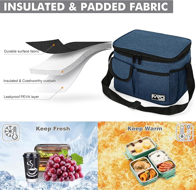 Tirrinia Insulated Lunch Box for Women Men, Leakproof Reusable Lunch Bag Containers for Adult,Working,Office,Lunch Soft Cooler Bag Tote for Picnic Hiking Beach,Dark Blue