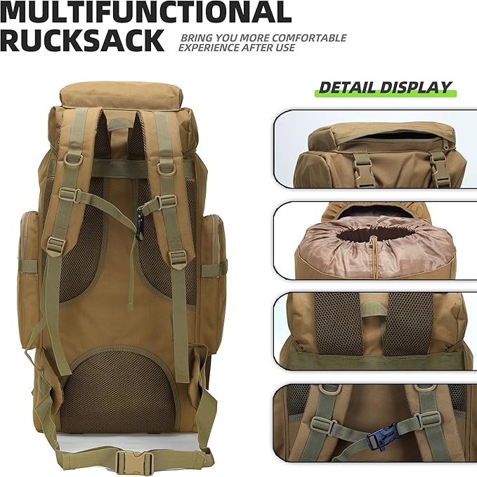 King'sGuard 70L Camping Hiking Backpack Tactical Backpack Military Molle Rucksack Backpack for Outdoor
