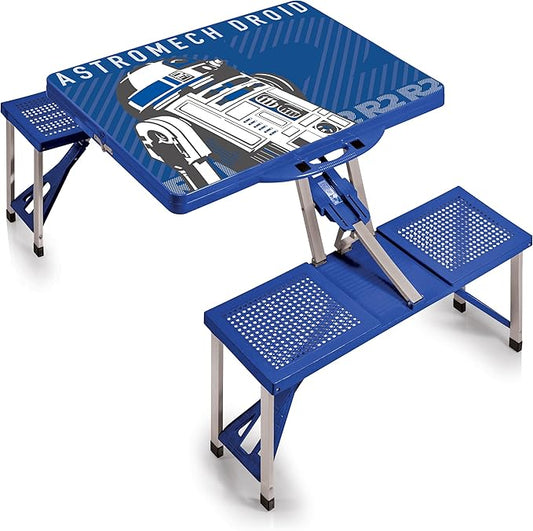 PICNIC TIME Star Wars R2-D2 Folding Picnic Table, Camping Table, Outdoor Table with Umbrella Hole, (Royal Blue)