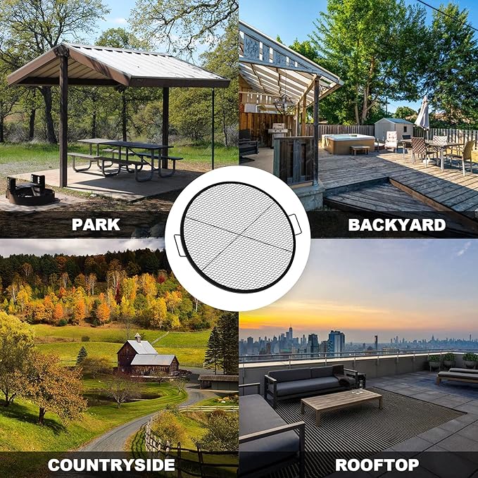 onlyfire X-Marks Fire Pit Grill Grate for Camping Cooking, Round BBQ Grate Campfire Cooking Equipment, 30 inch