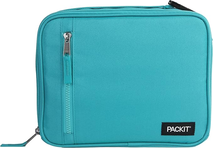 PackIt®️ Freezable Classic Lunch Box, Teal, Built with ECOFREEZE® Technology, Collapsible, Reusable, Zip Closure With Zip Front Pocket and Buckle Handle, Designed for Fresh Lunch On the Go