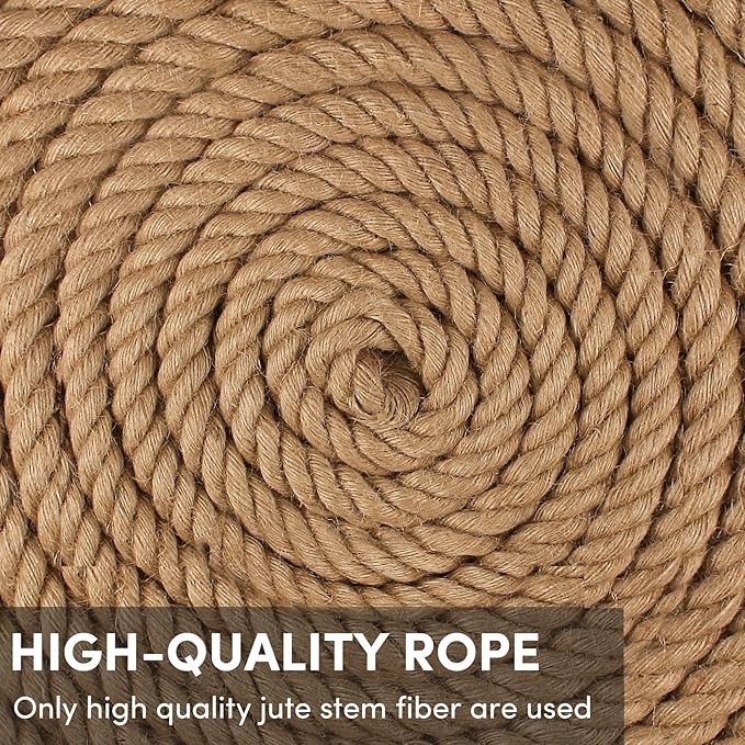 Twisted Manila Rope 1/2 in x 100 feet Natural Hemp Rope for Docks Railing Nautical Landscaping Crafts Tug of War Marine Tie-Downs Hammock Home Decorating