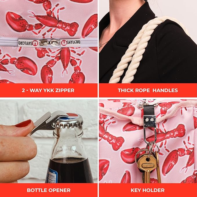 SHYLERO Beach Bag and Pool Bag. Has Airtight Pouch, Ton of Pockets. Beach Tote is Zippered, Water Resistant. Family Size