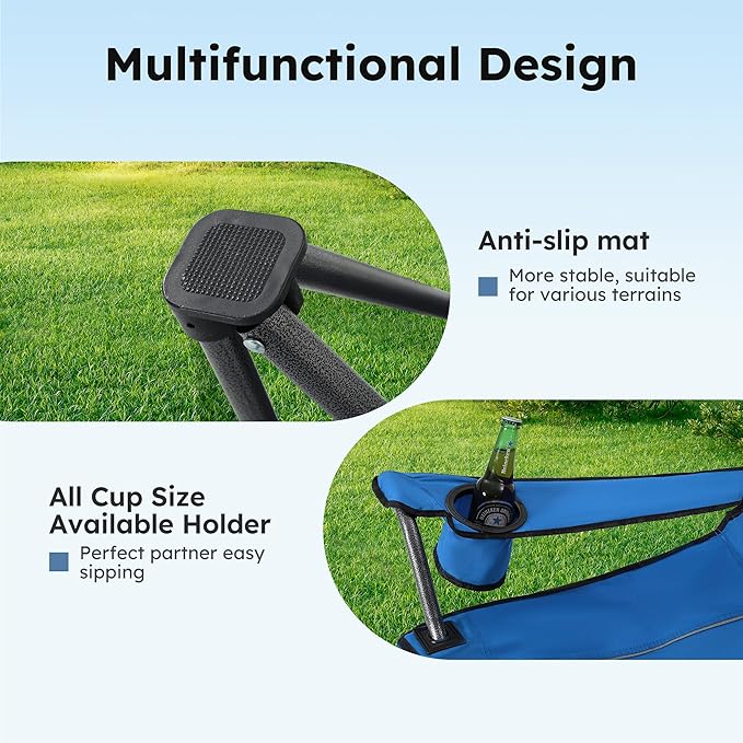 ALPHA CAMP Camp Chairs with Shade Canopy Chair Folding Camping Recliner Support 350 LBS