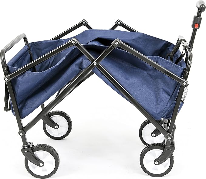 MACSPORTS Lightweight Collapsible Folding Outdoor Utility Wagon, Weight Capacity 150 LBS, Navy