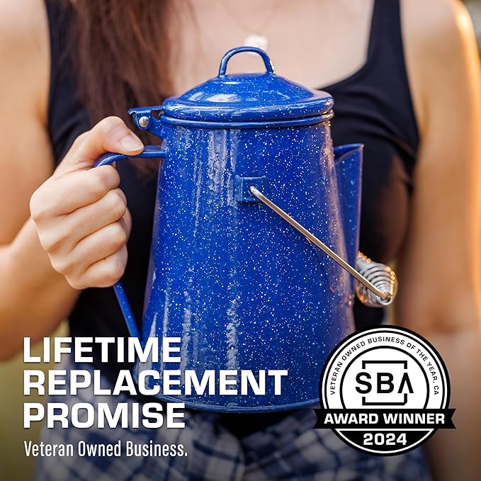 COLETTI Classic Camping Kettle - Tea and Camp Kettle, NO Aluminum or Plastic, Ideal for Boiling Water (Blue)