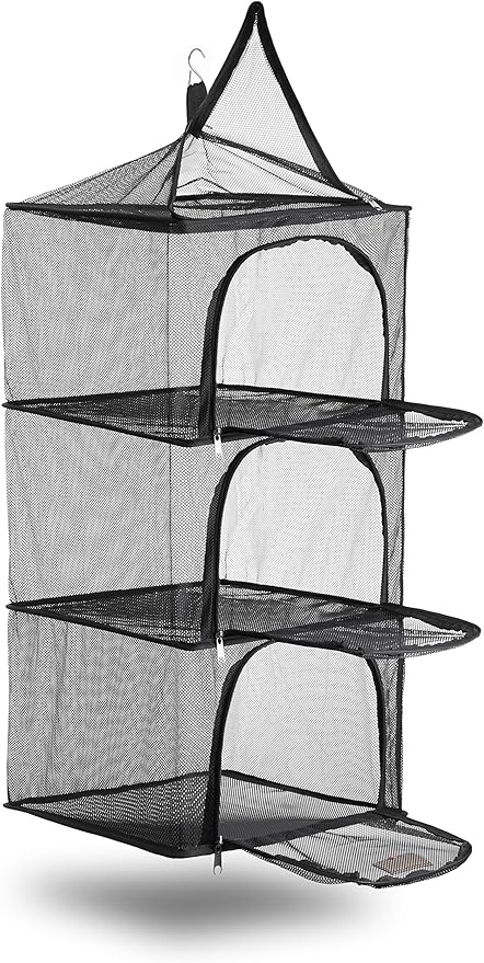 Wealers Outdoor Dry Net Storage and Food Screen 3-Tier Camping, Barbecue, Picnic Meal Protection Organizer | Faster Herb, Clothes, Dish Drying | Foldable (Hanging Dry Net)