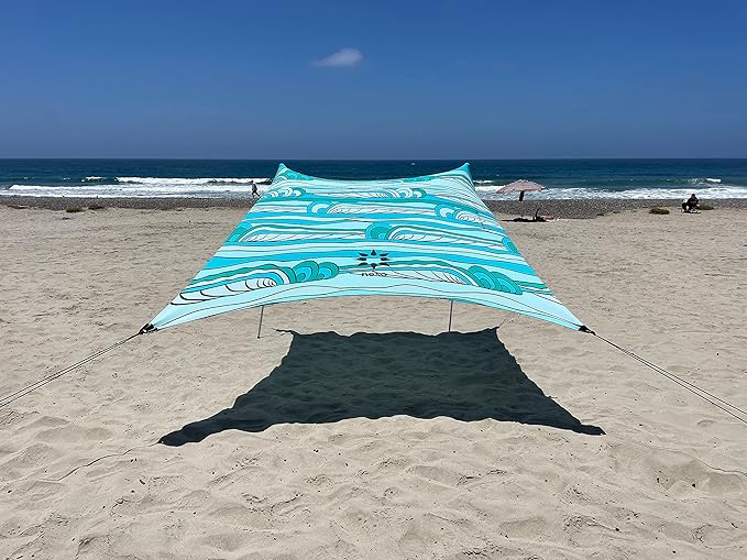 Neso Tents Beach Tent with Sand Anchor, Portable Canopy Sunshade - 7' x 7' - Patented Reinforced Corners (Swells)