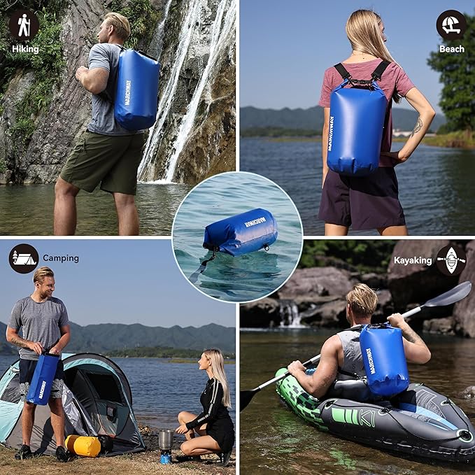 MARCHWAY Floating Waterproof Dry Bag Backpack 5L/10L/20L/30L/40L, Roll Top Sack Keeps Gear Dry for Kayaking, Rafting, Boating, Swimming, Camping, Hiking, Beach, Fishing