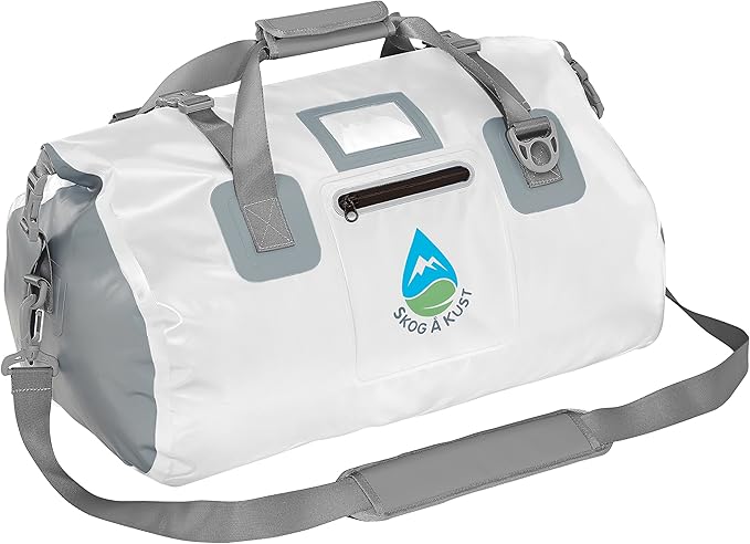 Skog Å Kust Duffelsak Heavy Duty Waterproof Duffel - Gear Bag for Sports, Travel, & More - 40L White