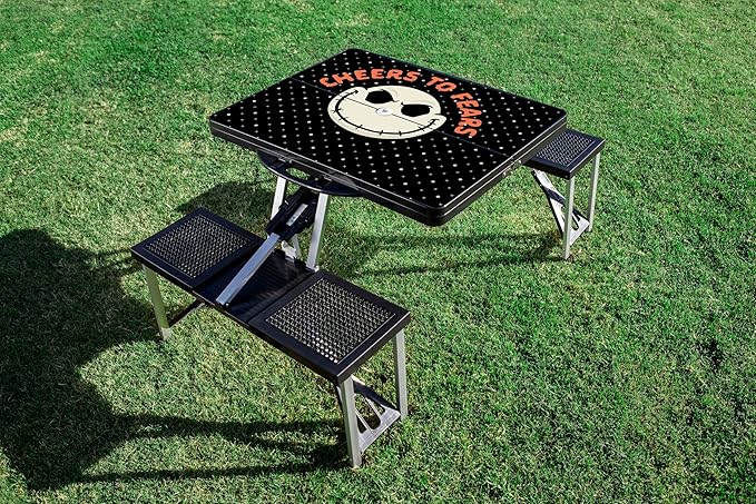 Picnic TIME Disney Minnie Mouse Folding Picnic Table, Camping Table, Outdoor Table with Umbrella Hole, (Red)