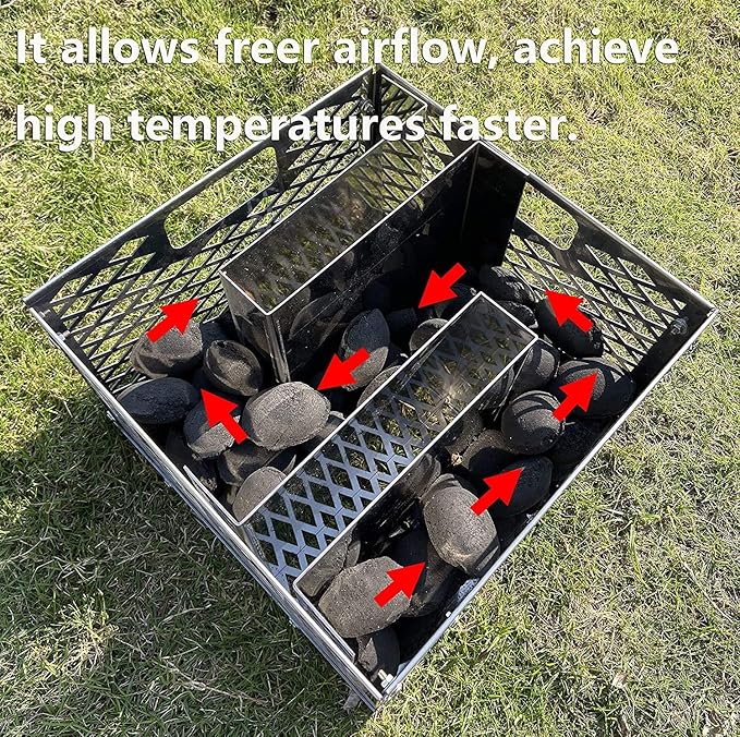 Minion Method for Oklahoma Joe Charcoal Firebox Basket, Maze Bars for Most Charcoal Ash Basket, Stainless Steel, 8 x 5.5 x 7.5 inches