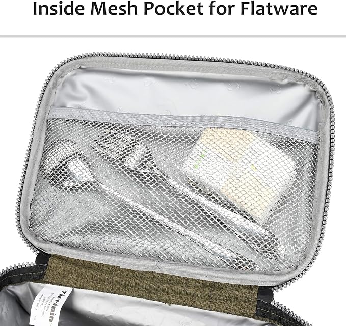 Tirrinia Insulated Lunch Box for Women Men, Leakproof Reusable Lunch Bag Containers for Adult,Working,Office,Lunch Soft Cooler Bag Tote for Picnic Hiking Beach,Olive