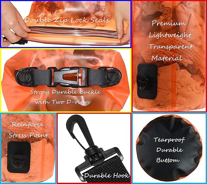 Waterproof Dry Bag - Lightweight Dry Sack with Seals and Waterproof Case - Float on Water - Keeps Gear Dry for Kayaking, Beach, Rafting, Boating, Hiking, Camping and Fishing