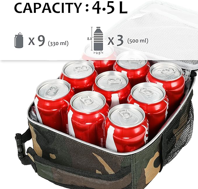 Small Insulated Lunch Bag for Men Women, Mini Portable Reusable Thermal Lunch Box Cooler Tote for Adults & Kids, Camo, The size for most