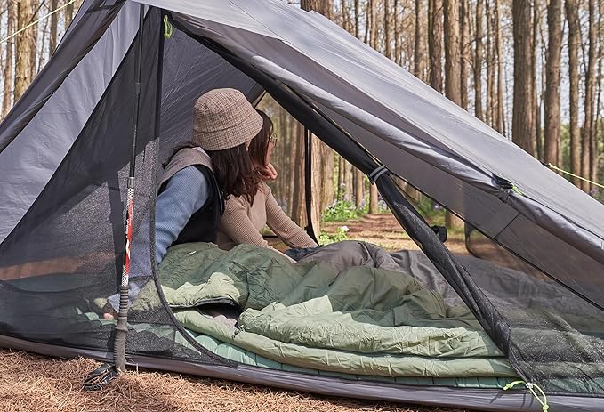 Ultralight Backpacking Sleeping Bag 1.77lbs, Warm Weather Sleeping Bag 50℉-63℉, Nylon Shell and Lining, Waterproof, Compact and Lightweight for Backpacking Camping Hiking